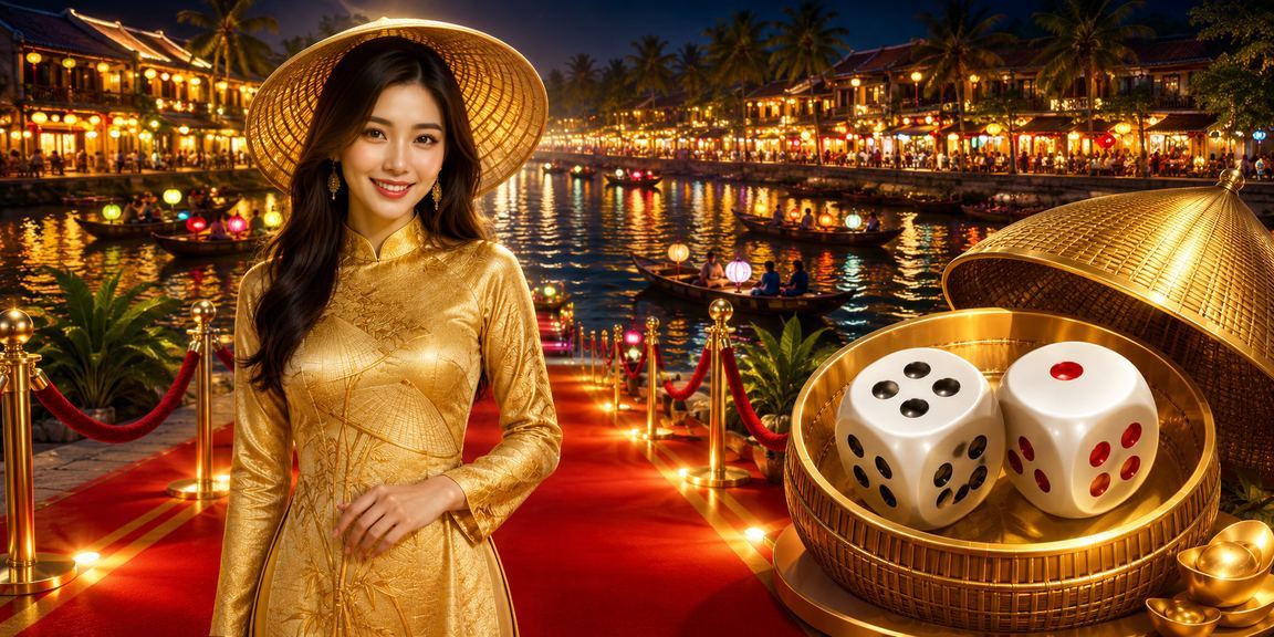 Xúc xắc Tài Xỉu và áo dài bên phố cổ Hội An – hình ảnh thể thao và giải trí trực tuyến